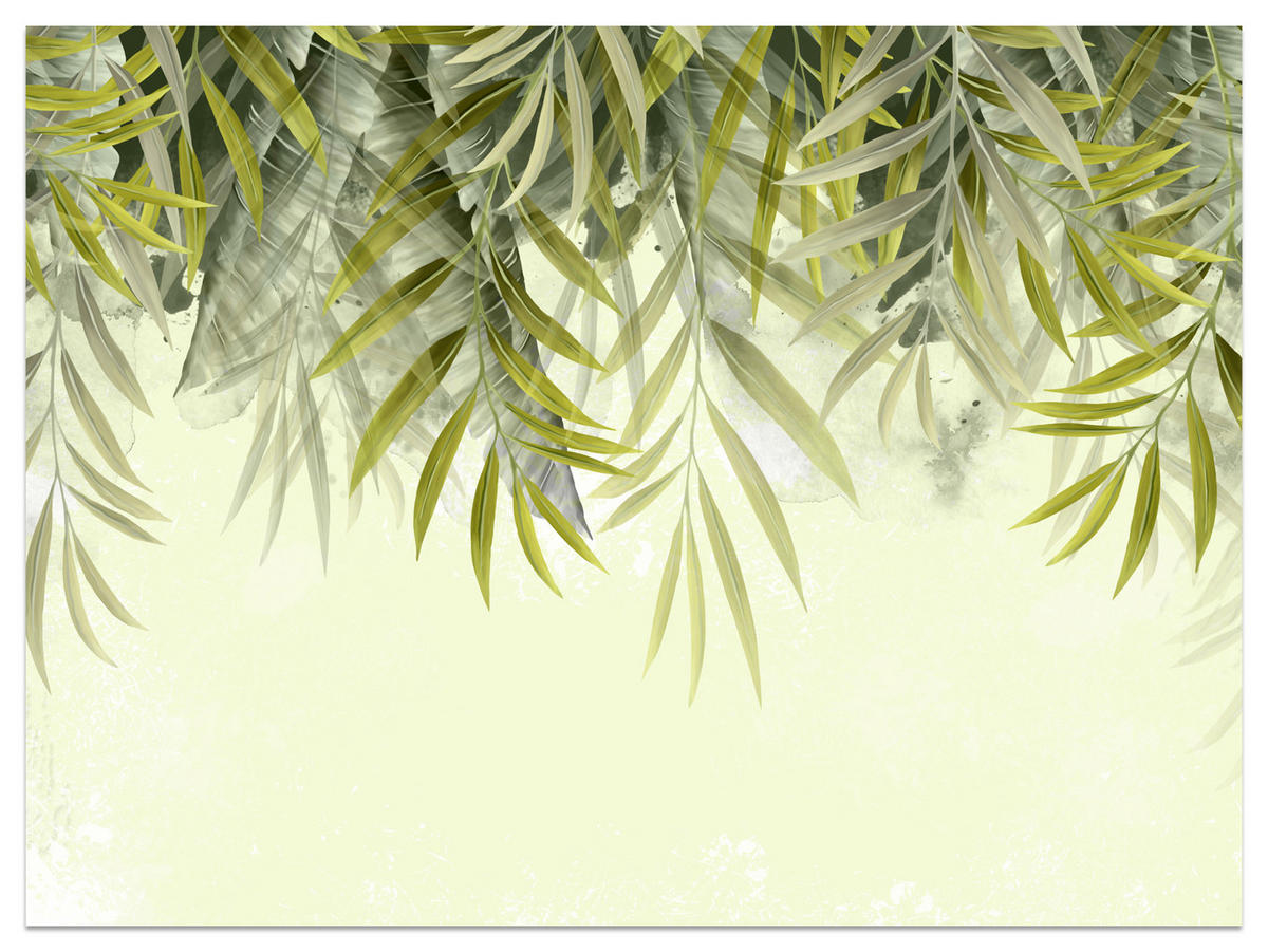 FOTOTAPETE für Schlafzimmer Exotische Blätter Grün Tropisch 450x315 - Grün, Papier (450/315cm) - Muralo