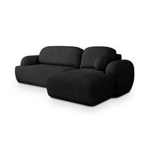 ECKSOFA MODENZA N R-S Schwarz Boucle-Stoff mit Schlaffunktion - Schwarz, Holz (266/148cm) - MASSENO