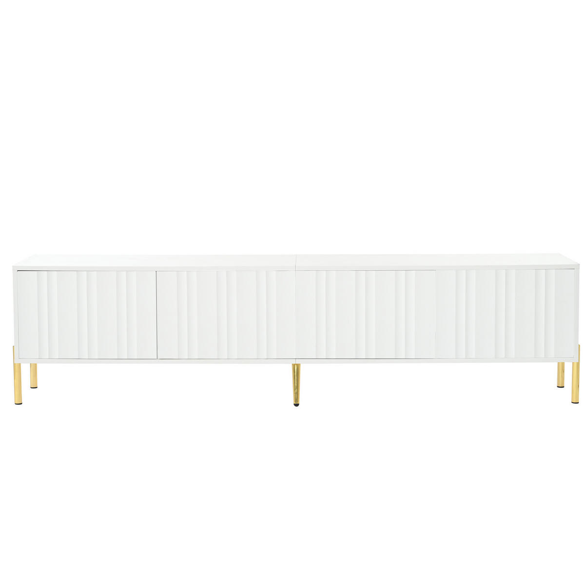 TV-LOWBOARD aus MDF und Spanplatte 190x38x48 cm Weiß mit 4 Türen, 8 Fächern und goldfarbenen Beinen - Weiß, Holzwerkstoff (190/48/38cm) - IVMEU