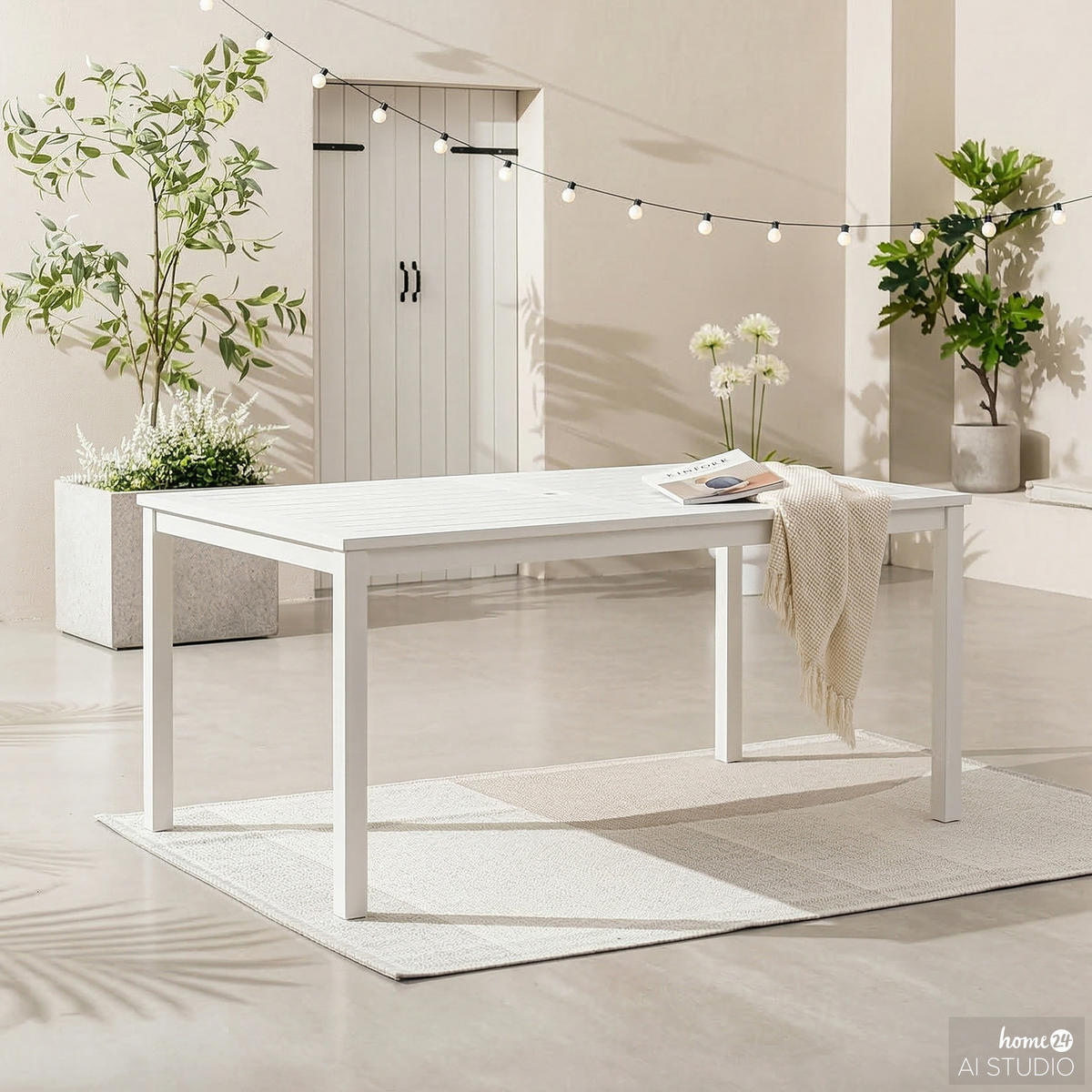 ESSTISCH - Akazie massiv - Weiß - Weiß, Holz (80/150/74cm) - home24