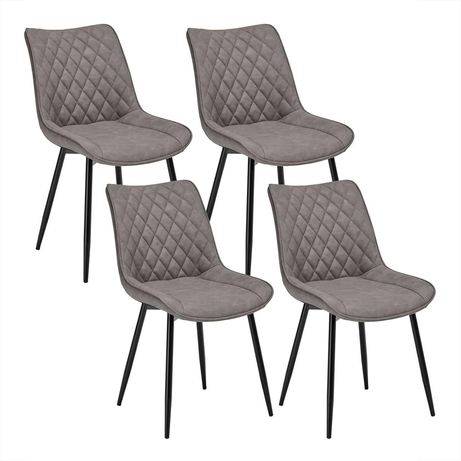 ESSZIMMERSTUHL 4er Set, Polsterstühle mit Rückenlehne - Dunkelgrau/Schwarz, Metall (46.5/84/42.5cm) - Woltu
