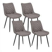 ESSZIMMERSTUHL 4er Set, Polsterstühle mit Rückenlehne - Dunkelgrau/Schwarz, Metall (46.5/84/42.5cm) - Woltu