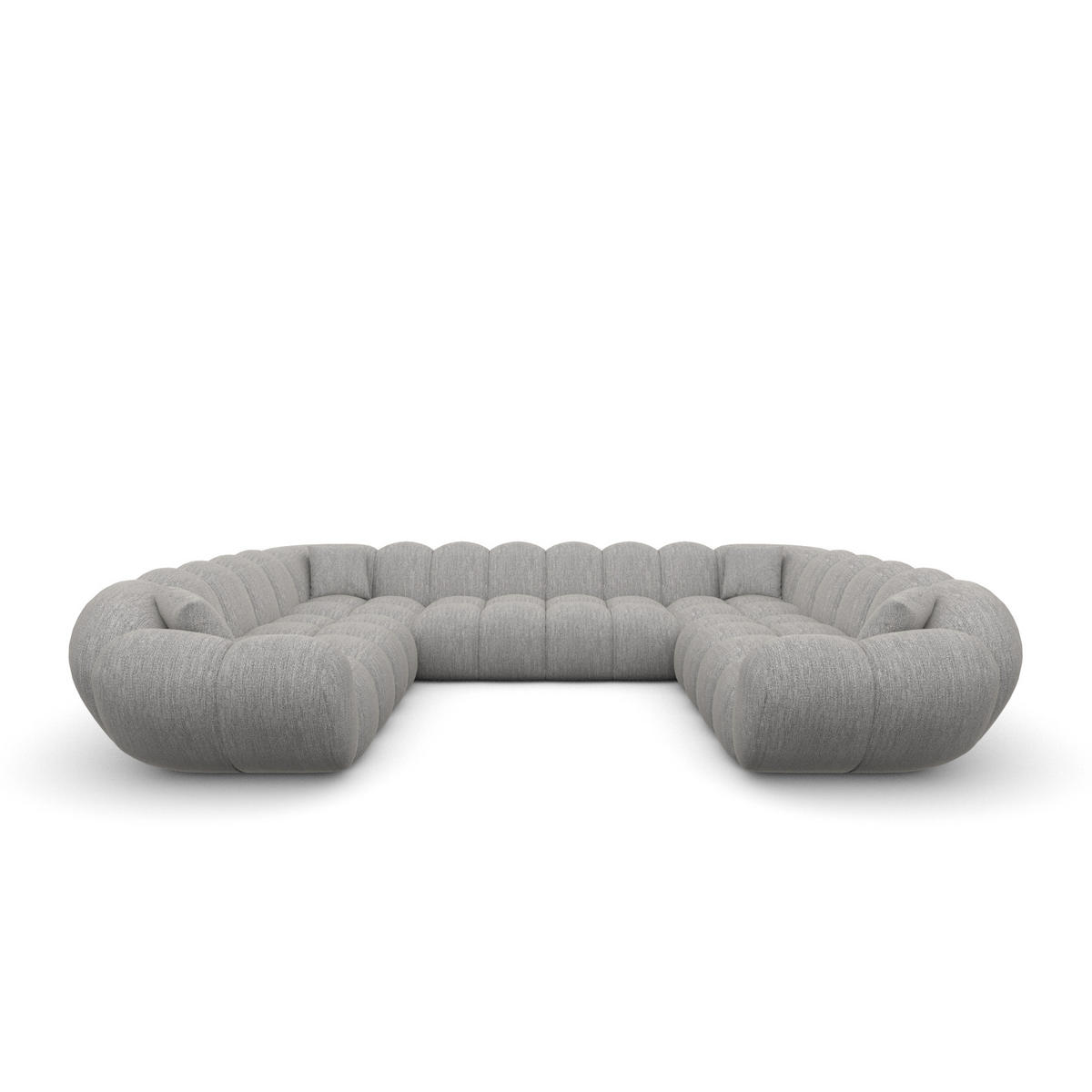 WOHNLANDSCHAFT Liva Hellgrau Strukturstoff U-Form XXL Panorama - Hellgrau, Textil (316/70/258cm) - VAROYAL