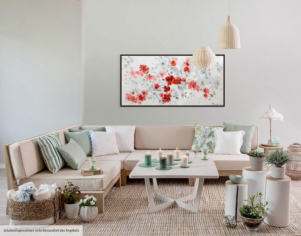 ACRYLBILD HANDGEMALT 120/60 cm - Rot, Holz/Textil (120/60cm) - KUNSTLOFT