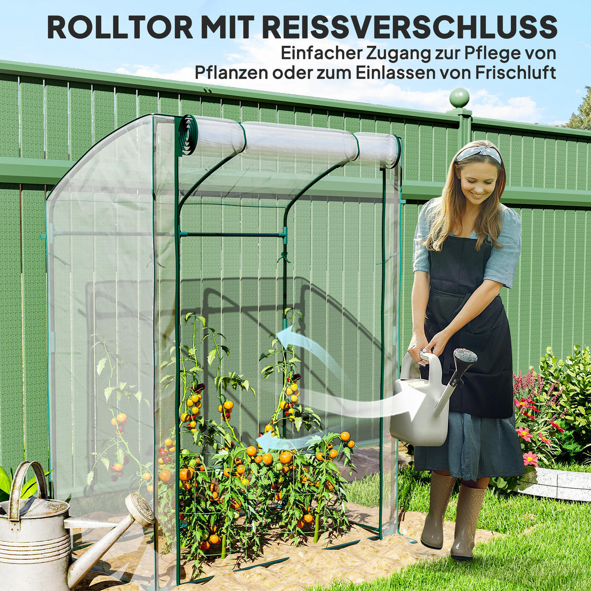 GEWÄCHSHAUS DE-05776 Gebogendach, winterfest, mit Tür Transparent - Transparent, Kunststoff/Metall (70/170/128cm) - ComfortXL