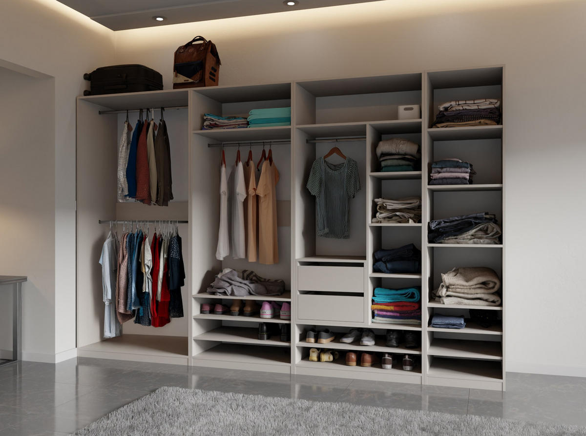 GARDEROBENSCHRANK OFFEN TRES R/B Weiß 380/206/51 cm - Weiß, Holzwerkstoff (380/206/51cm) - Marmex Möbel