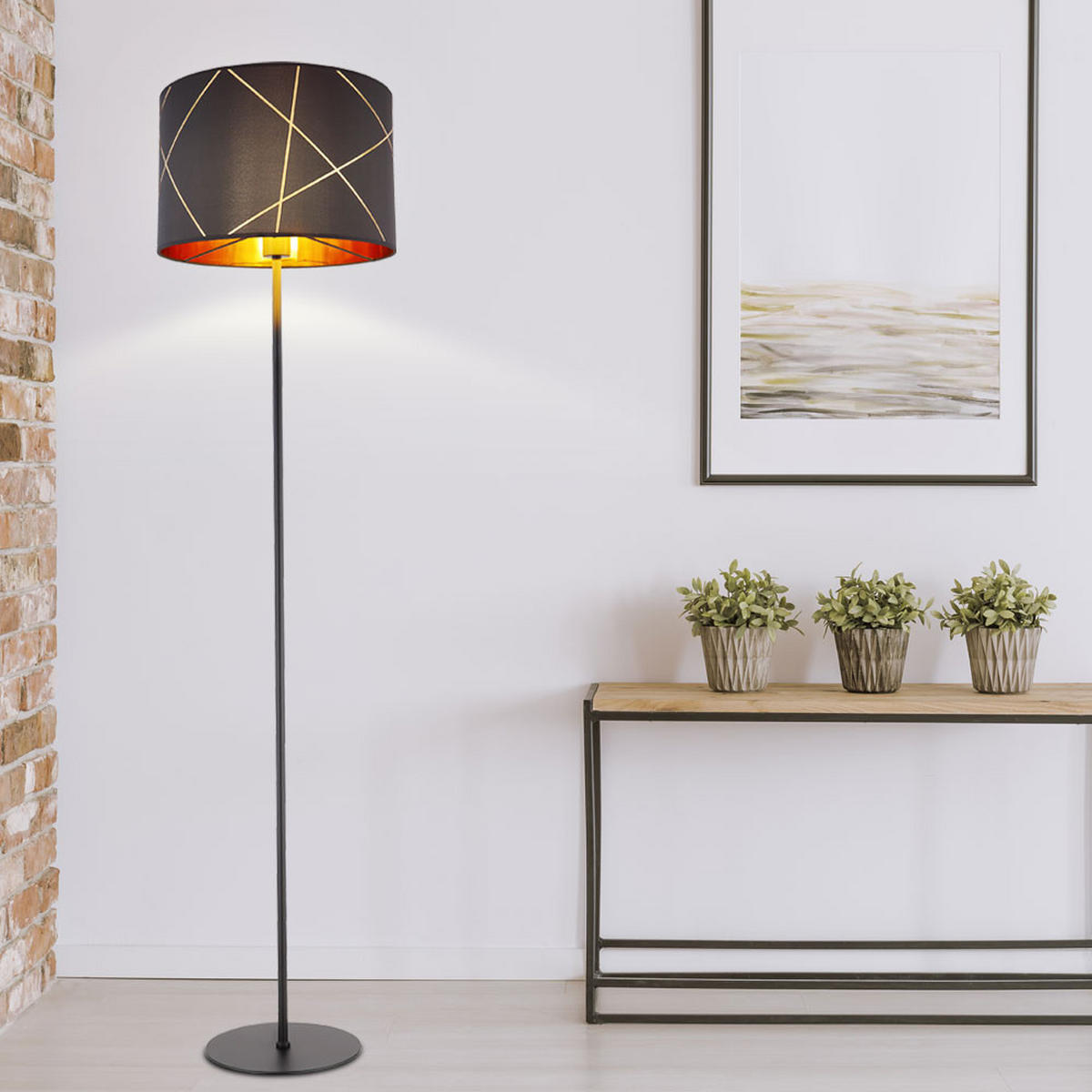 LED STEHLEUCHTE Metall Schwarz-Gold - Schwarz, Metall (38/38/151cm) - Globo Lighting