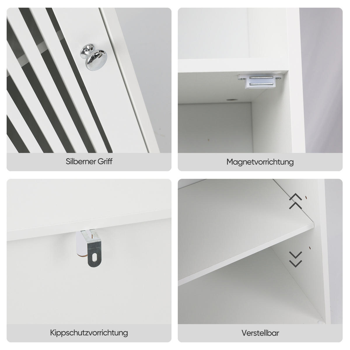BADEZIMMERSCHRANK Weiß Freistehend mit Lamellentür & Verstellbaren Einlegeböden - Weiß, Holzwerkstoff (36/86/30cm) - Urban Meuble
