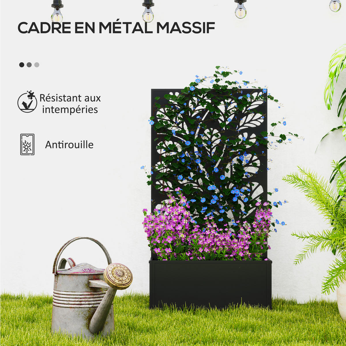 HOCHBEET DE-12273 61/23/113 cm, 2-in-1 Design Anthrazit - Schwarz, Metall (61/113/23cm) - ComfortXL