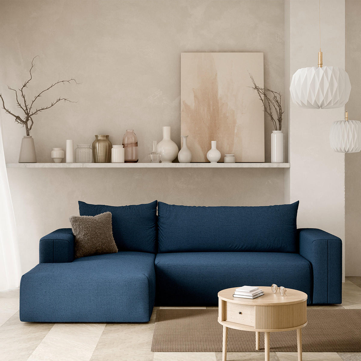 ECKSOFA Bliss 3 Sitzplätze Blau - Blau, Holz (268/163cm) - Petits-meubles