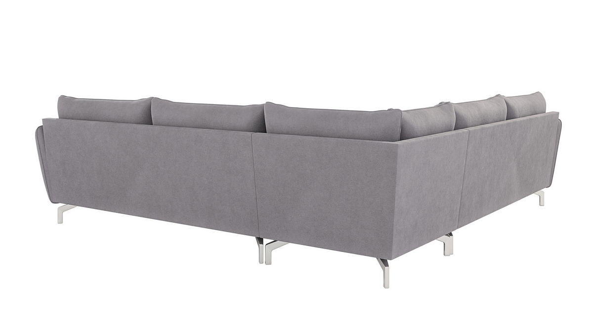 ECKSOFA Elou Grau Microfaser - Chromfarben/Grau, Holz/Textil (276/276cm) - S-Style Möbel