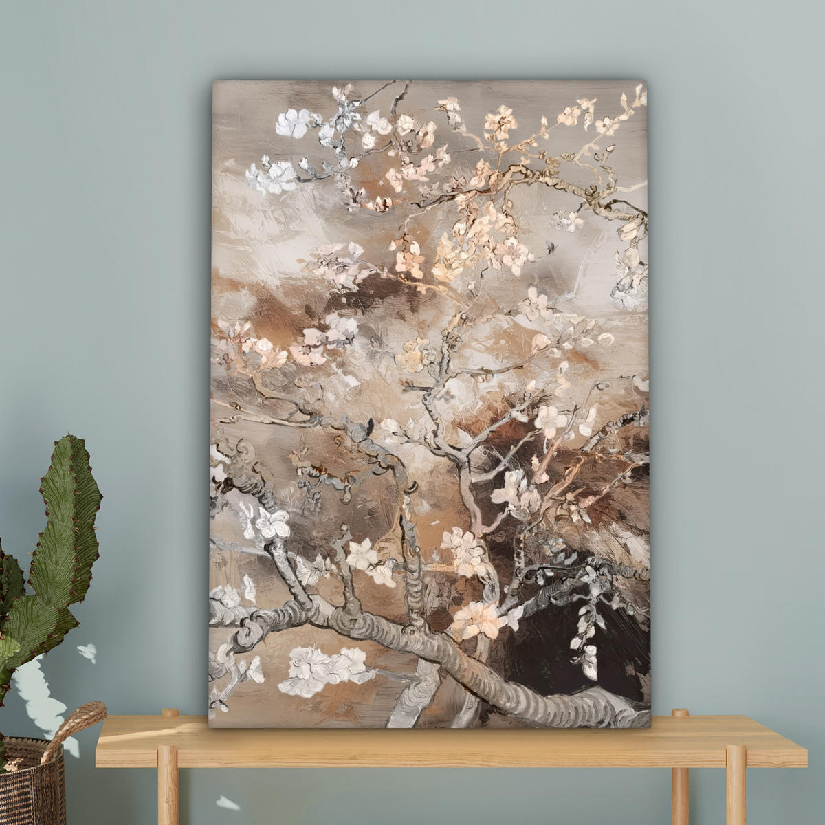 LEINWANDBILD Mandelblüte - Kunst - Van Gogh - Beige - Abstrakt Wanddeko Schlafzimmer 60x90 cm - Braun, Textil (60/90cm) - MuchoWow