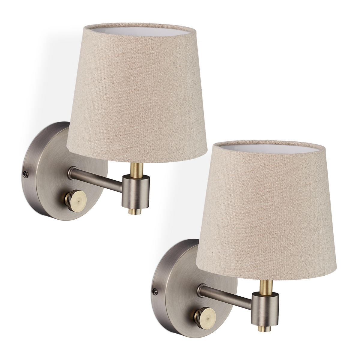 2XWANDLAMPE - Multicolor, Textil/Metall (15/23/21cm) - Relaxdays