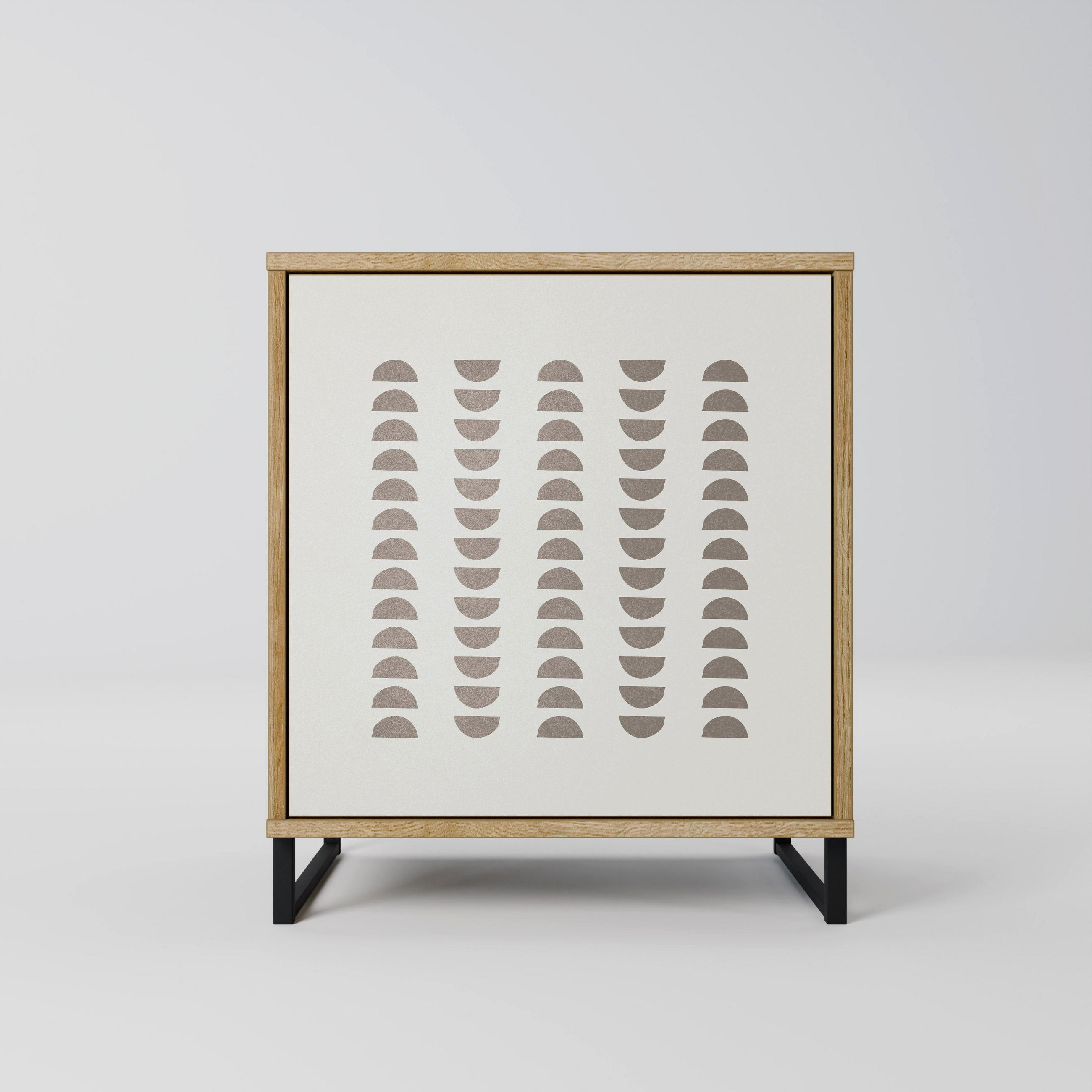 SIDEBOARD HARMONY ESSENCE, Eichefarben, 57,5x42x67,5 cm, Schwarze Metall-Rahmenfüße - Eichefarben/Multicolor, Holzwerkstoff/Metall (57.5/67.5/42cm) - SpaceRebels