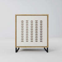 SIDEBOARD HARMONY ESSENCE, Eichefarben, 57,5x42x67,5 cm, Schwarze Metall-Rahmenfüße - Eichefarben/Multicolor, Holzwerkstoff/Metall (57.5/67.5/42cm) - SpaceRebels