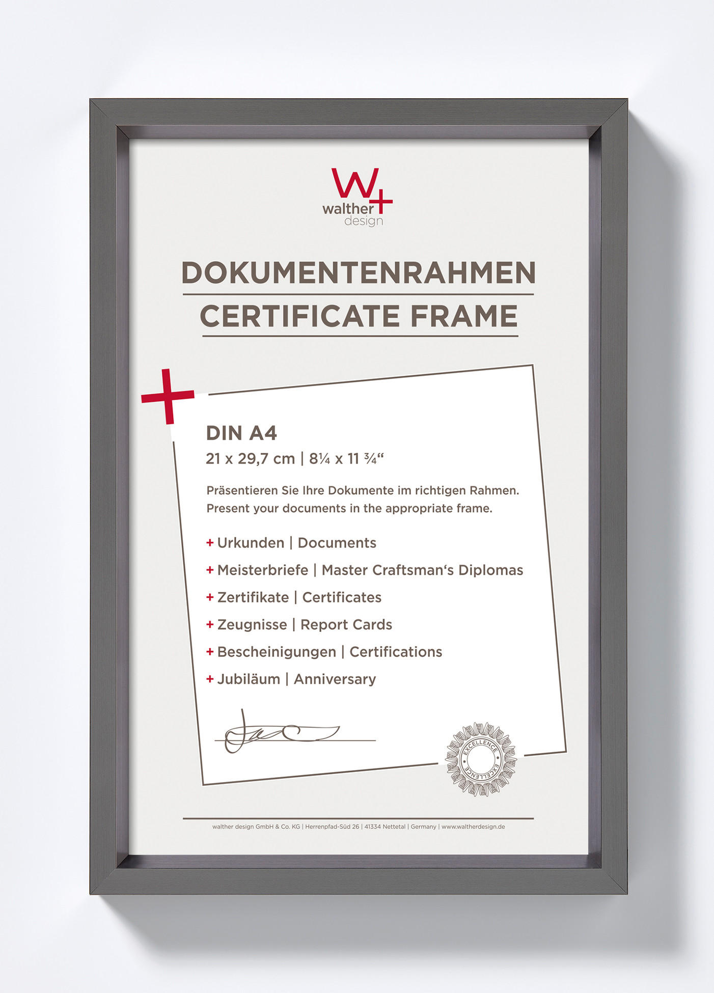 walther design Bilderrahmen Edelstahl 21.96x30.96x2.18 cm