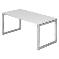 SCHREIBTISCH Serie-R 80/160/74 cm in Weiß/Silberfarben - Silberfarben/Weiß, Holzwerkstoff (80/160/74cm) - bümö