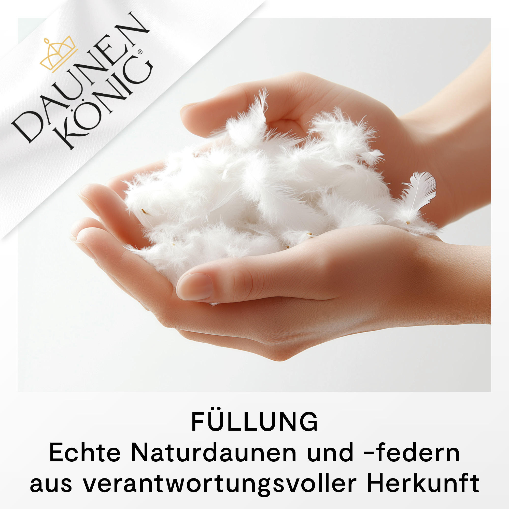 DAUNENKOPFKISSEN QUEEN Entendaunen fest - Weiß, Naturmaterialien/Textil (80/80cm) - Daunenkönig