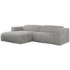 ECKSOFA PASADENA Hellgrau Cord - Links Seite - Hellgrau/Schwarz, Kunststoff/Textil (288/180cm) - MKS
