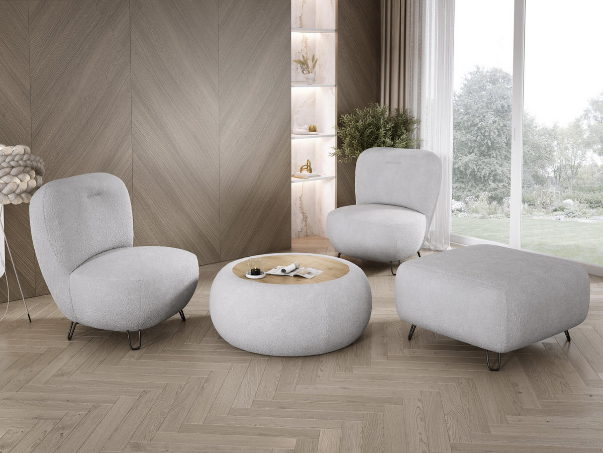 SESSEL LUIS, Skandinavischer Stil – Freistehend, 82×56×82 cm, SILBER - Silberfarben/Schwarz, Holz/Textil (82/82/66cm) - DomoHome