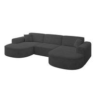 WOHNLANDSCHAFT MARI-U1 - 303x171x79 cm Grau Velours - Schwarz/Grau, Holzwerkstoff/Kunststoff (303/79/171cm) - ALTDECOR