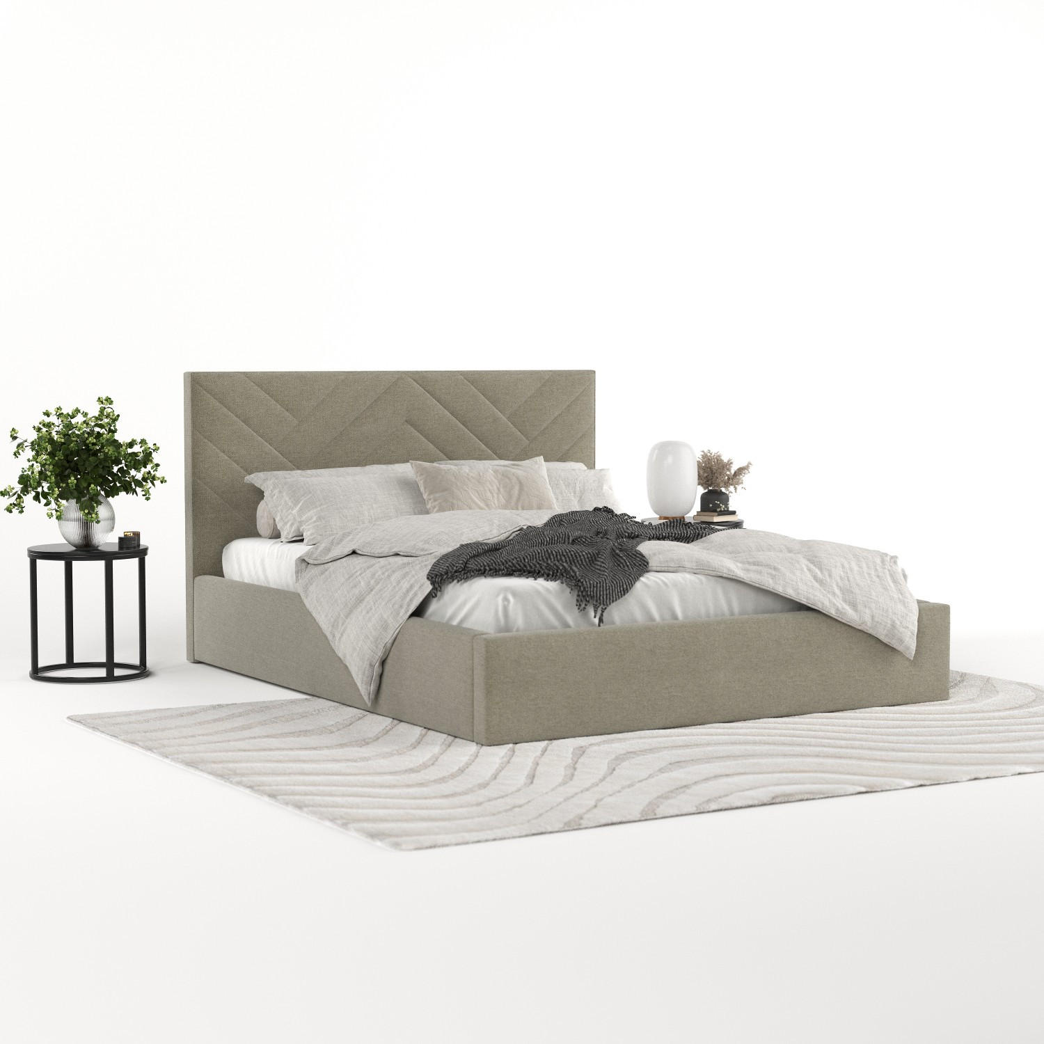 POLSTERBETT Arco 160/200 cm Olivgrün im Asti Stoff - Schwarz/Naturfarben, Holz/Holzwerkstoff (160/200cm) - AltaBeds