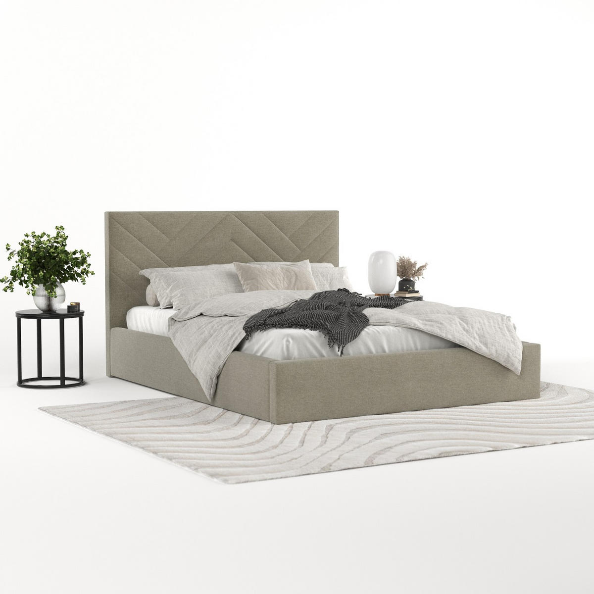 POLSTERBETT Arco 160/200 cm Olivgrün im Asti Stoff - Schwarz/Naturfarben, Holz/Holzwerkstoff (160/200cm) - AltaBeds