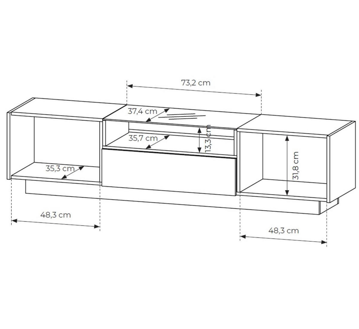 RTV-SCHRANK Kiro Braun 176, Lowboard mit LED - Braun, Holzwerkstoff (176/43/40cm) - Bettso