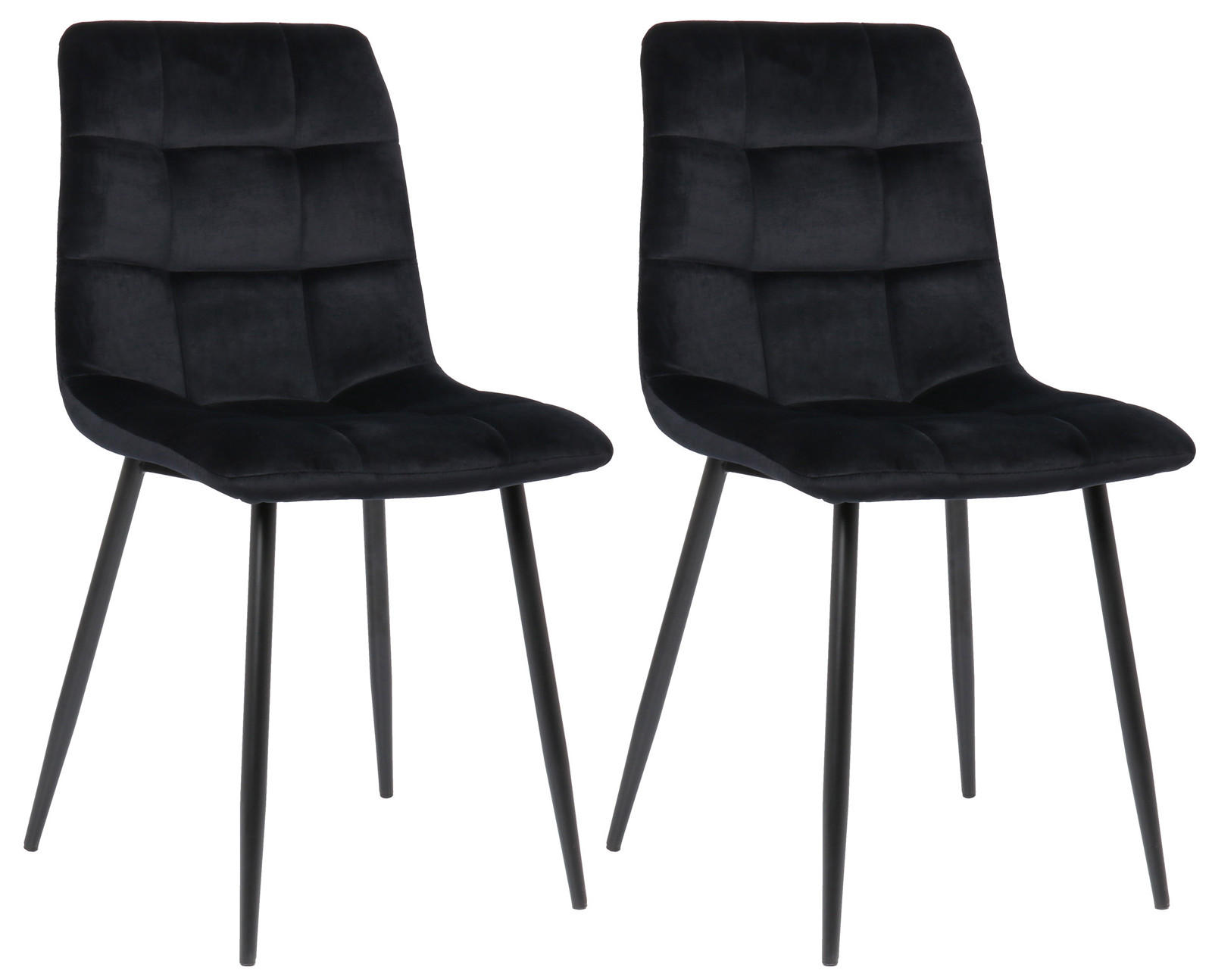 ESSZIMMERSTUHL Till, 2er Set, Samt, Gestell Metall matt Schwarz Schwarz - Schwarz, Textil/Metall (45/88/52cm) - TPFLiving