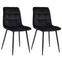 ESSZIMMERSTUHL Till, 2er Set, Samt, Gestell Metall matt Schwarz Schwarz - Schwarz, Textil/Metall (45/88/52cm) - TPFLiving