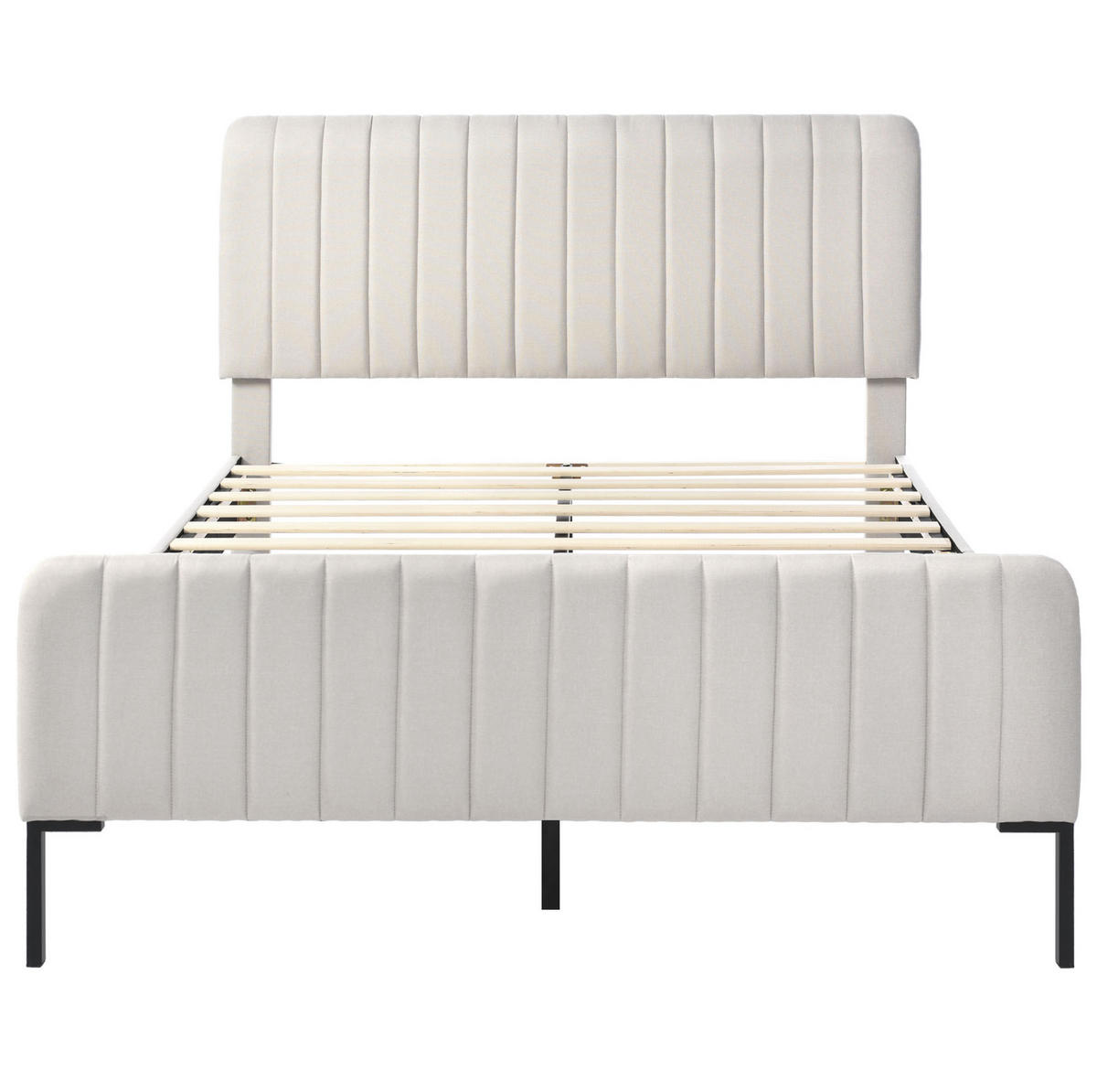 POLSTERBETT 140/200 cm mit verstellbarem Kopfteil und Lattenrost, Grau-Beige - Grau, Textil (140/200cm) - BEAOK