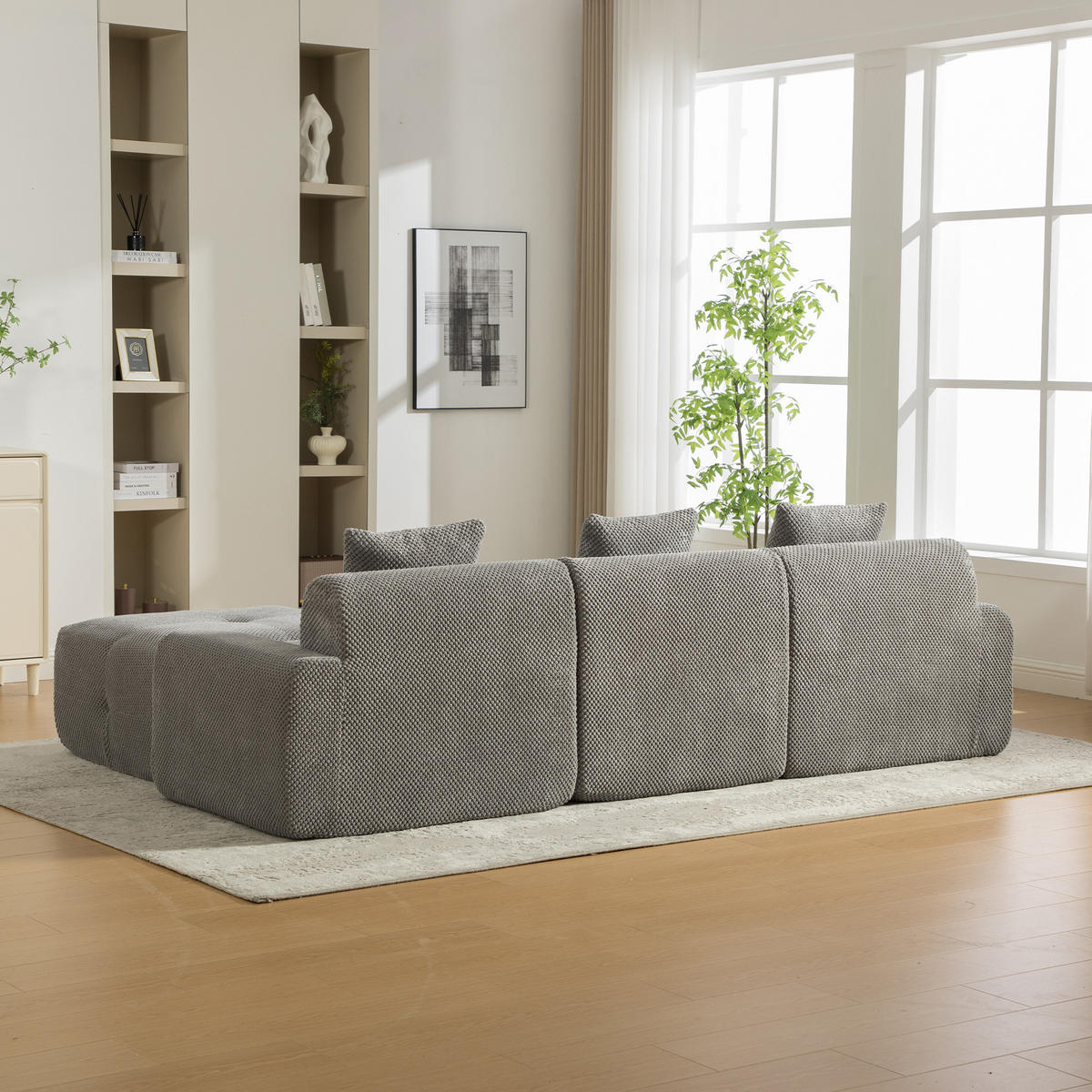 ECKSOFA 266/176/75 cm Grau mit 1 Fußhocker - Grau, Textil (266/176cm) - Oxeza
