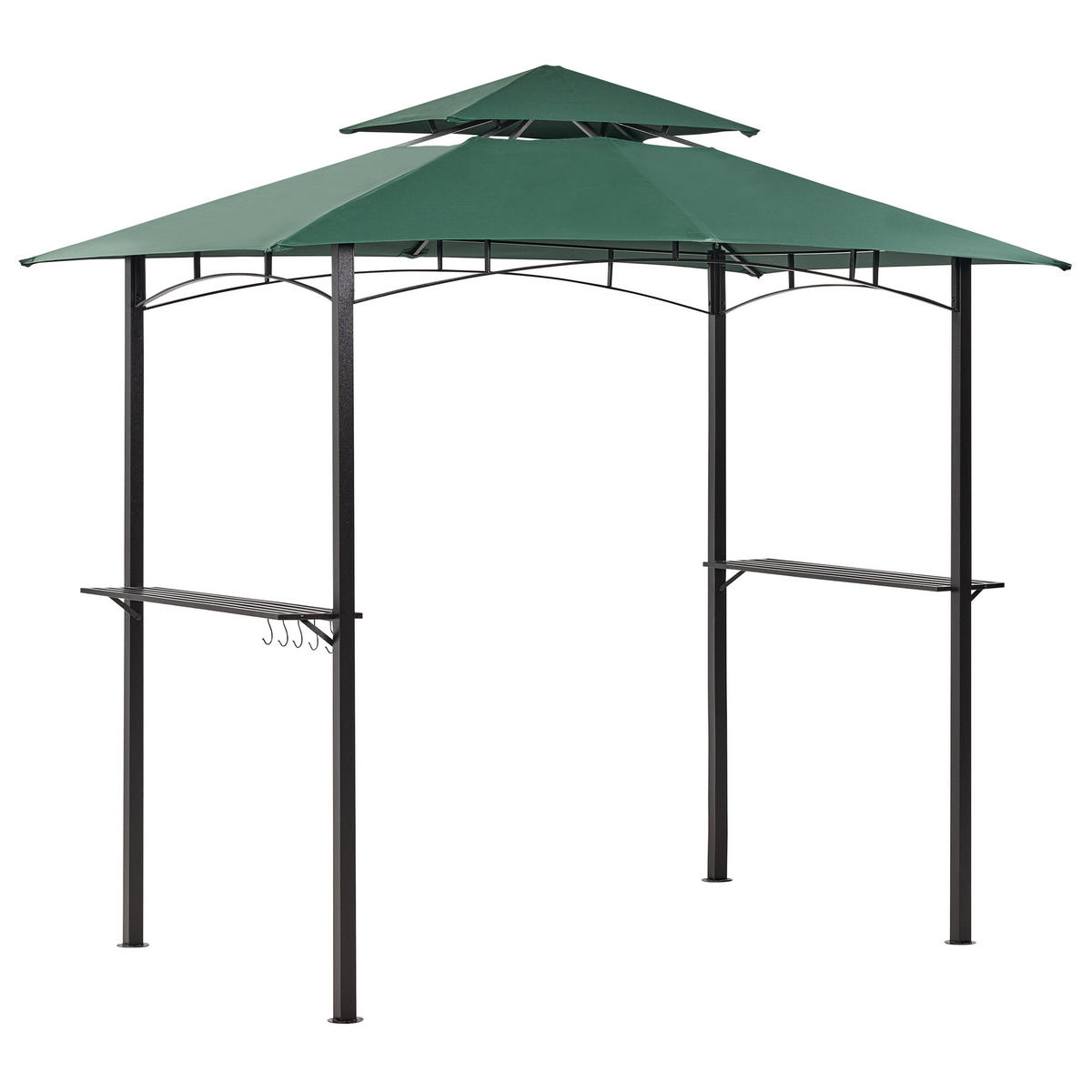 ZAHRADNÍ PAVILON Ocel tmavě zelený 240/148 cm Naro - černá/zelená barva, kov (240/245/148cm) - Beliani