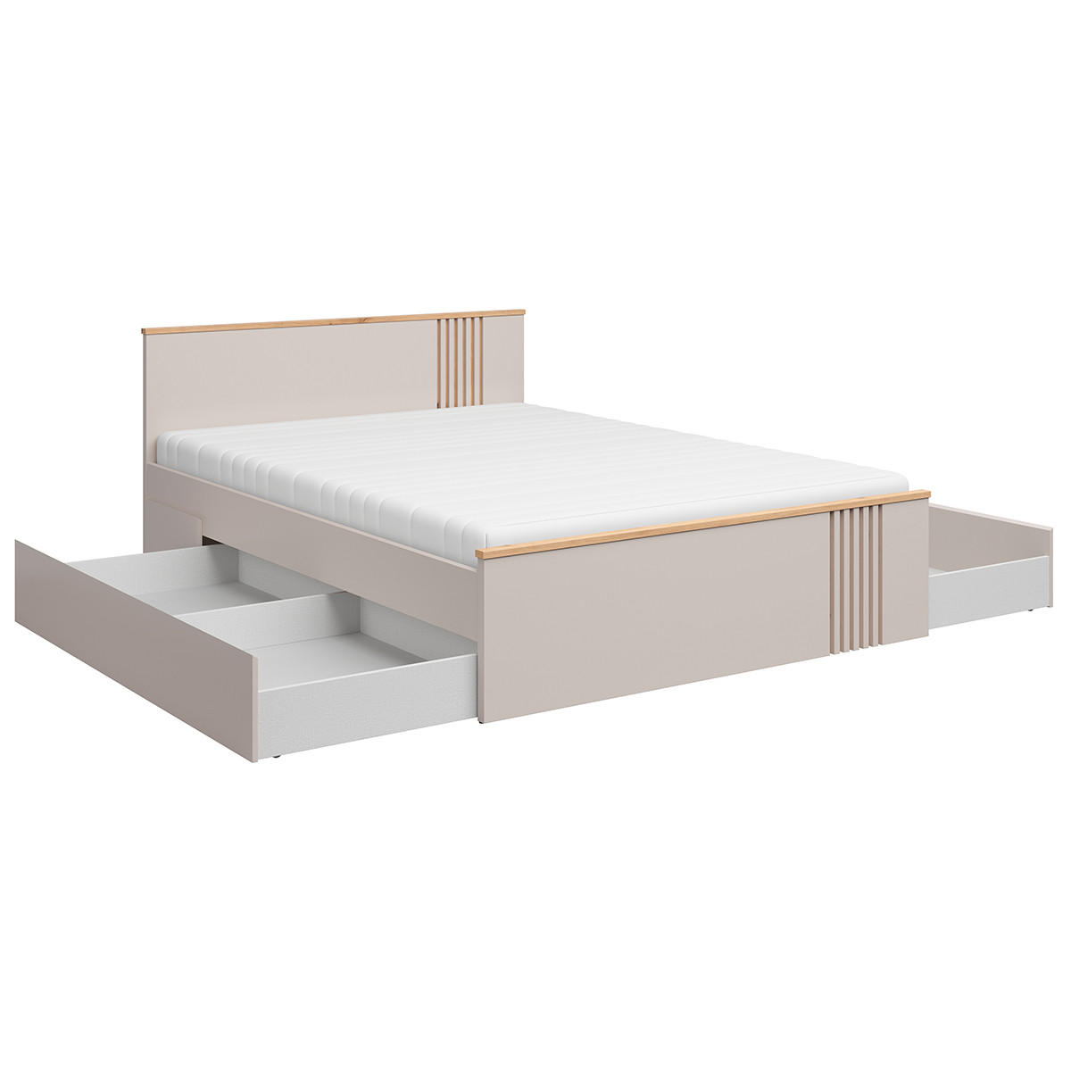 POSTEL 160/200 Ezra Kašmír a dřevo - béžová, kompozitní dřevo (160/200cm) - Petits-meubles