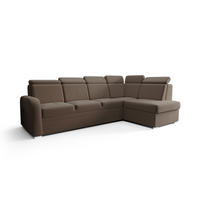 ECKSOFA KONGO RBN11, Eckcouch in L-Form mit Schlaffunktion, Farbe: Braun, Velourstoff, Ottomane Rechts - Braun, Textil (304/180cm) - O-Sofa
