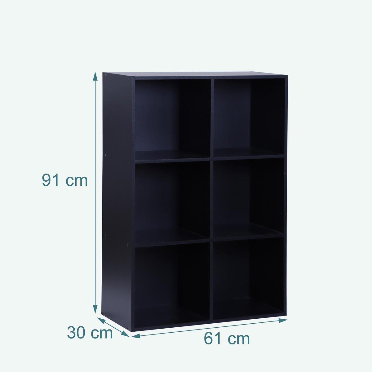 BÜCHERREGAL - Schwarz, Holzwerkstoff/Textil (61/91/30cm) - Relaxdays