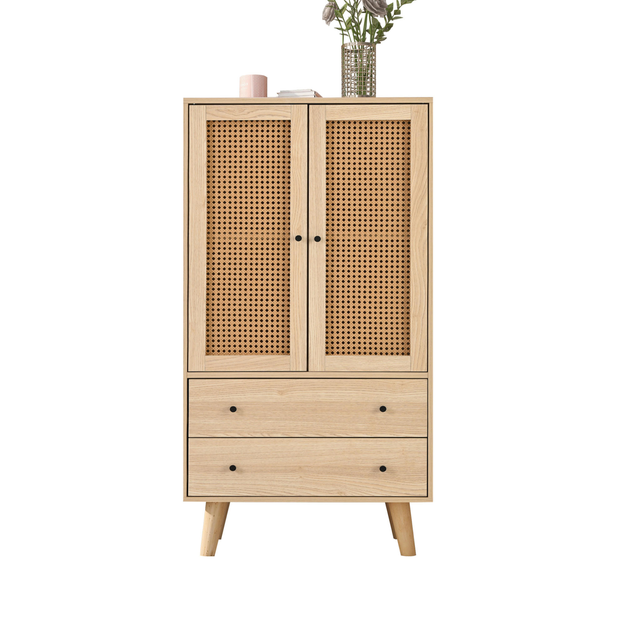 HIGHBOARD 60/40/120 cm in Eiche mit 2 Türen & 2 Schubladen - Eichefarben, Holzwerkstoff (60/120/40cm) - BEAOK