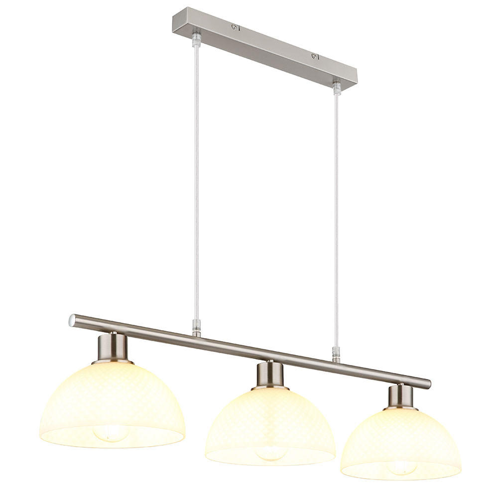 LED PENDELLEUCHTE 3-flammig, Metall, Nickel matt, Glas opal - Silberfarben, Glas (77/20/120cm) - Globo Lighting