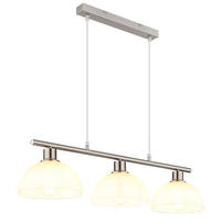 LED PENDELLEUCHTE 3-flammig, Metall, Nickel matt, Glas opal - Silberfarben, Glas (77/20/120cm) - Globo Lighting