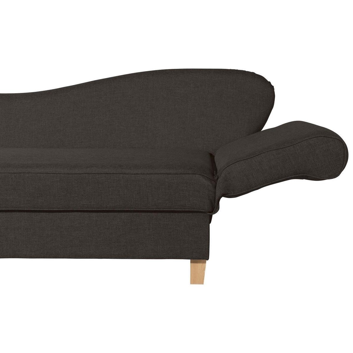 RECAMIERE mit Armteil rechts klappbar Katia Bezug Flachgewebe Buche natur / sckoko - Braun, Kunststoff (190/82/88cm) - 58aufmkessel