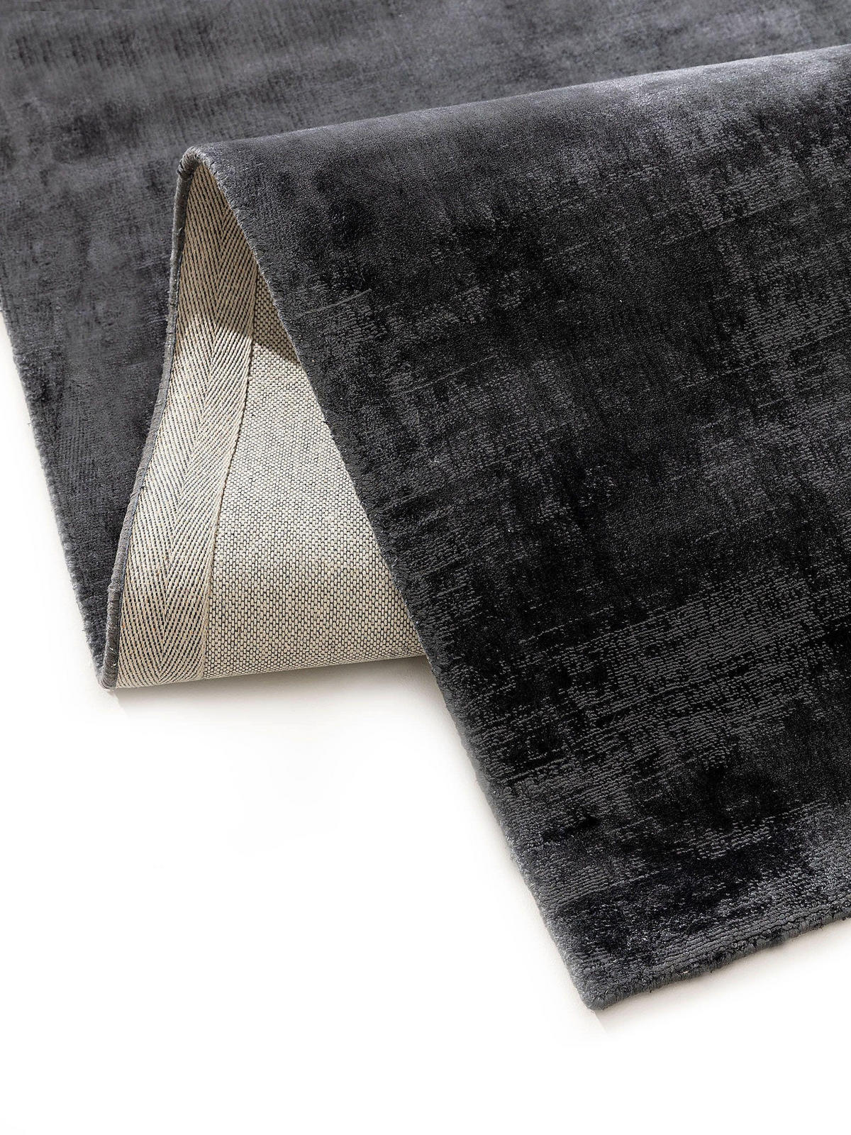 VISKOSETEPPICH Nova Dunkelgrau 120x170 cm - Dunkelgrau, Textil (120/170cm) - benuta Pure
