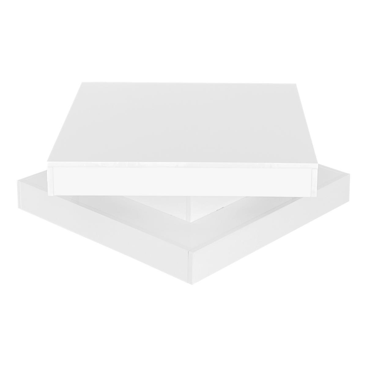 COUCHTISCH LED Weiß Hochglanz drehbar 70x70x36cm 360° - Weiß, Holzwerkstoff (70/70/36cm) - FLIEKS