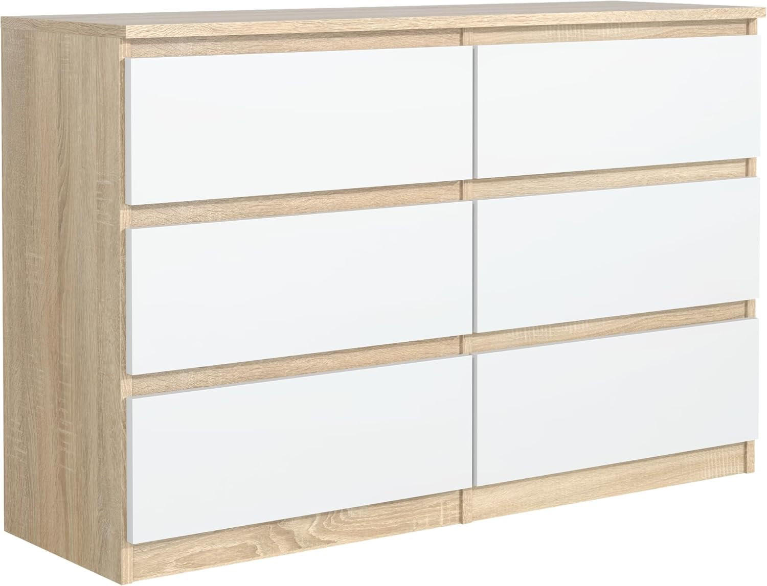 KOMMODE 120 Sonoma oak & Weiß 120x78,5x39 cm - Weiß/Sonoma Eiche, Holzwerkstoff (120/78.5/39cm) - Mobelsta