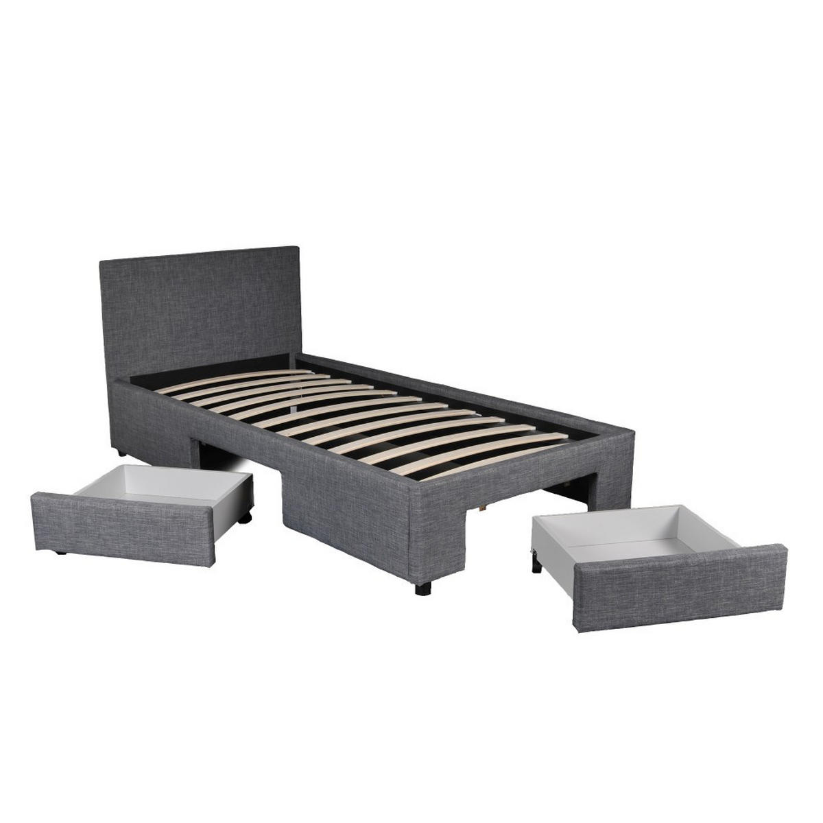 BETT LUGANO mit Schubladen/ Bett LUGANO 90x190 - Dunkelgrau - Dunkelgrau, Holzwerkstoff (90/190cm) - Weber Industries