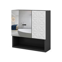 BADSPIEGELSCHRANK Edge Schwarz 54 x 55 cm mit Tür und offenen Fächern - Schwarz, Holzwerkstoff (54/55/17cm) - Vicco