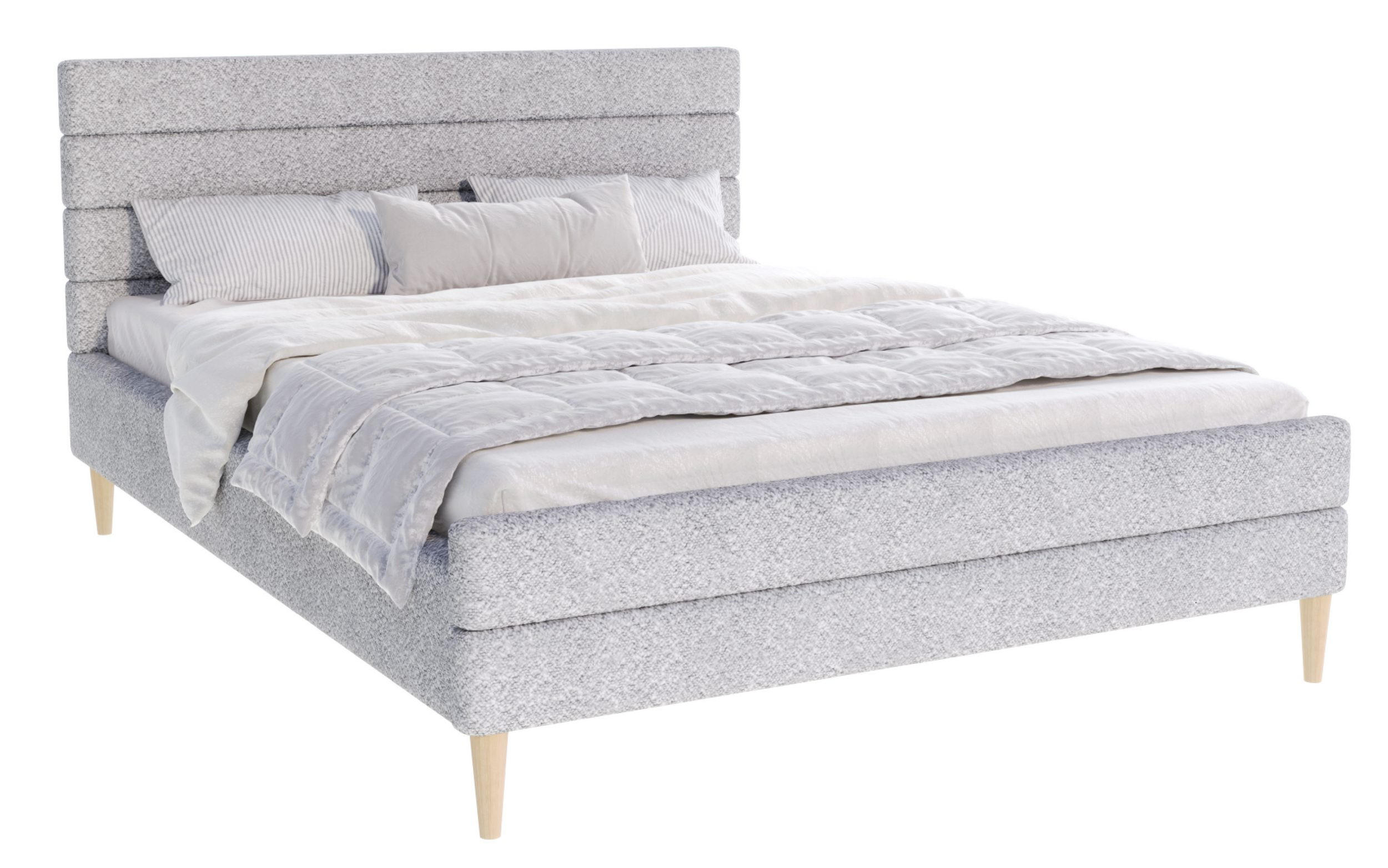 POLSTERBETT VERMONT grau - Birkefarben/Grau, Holzwerkstoff (120/200cm) - FDM
