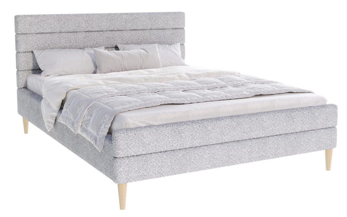 POLSTERBETT VERMONT grau - Birkefarben/Grau, Holzwerkstoff (180/200cm) - FDM