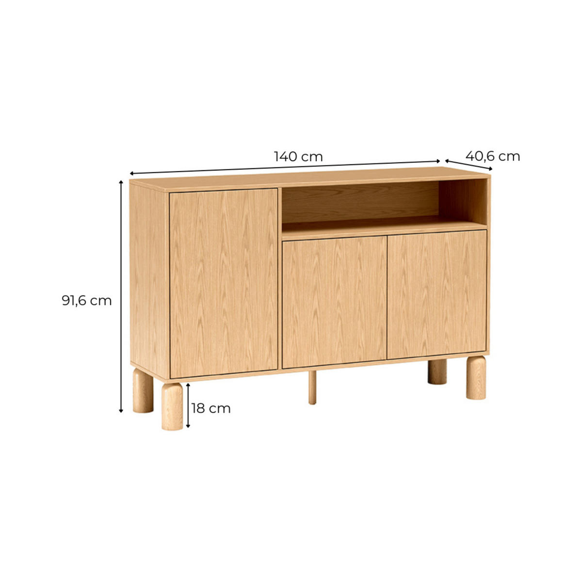 KOMMODE Sanden SN-2 140 x 91,6 x 40,6 cm Eiche Bookmatch - Eichefarben, Holz/Holzwerkstoff (140/91.6/40.6cm) - Koseto