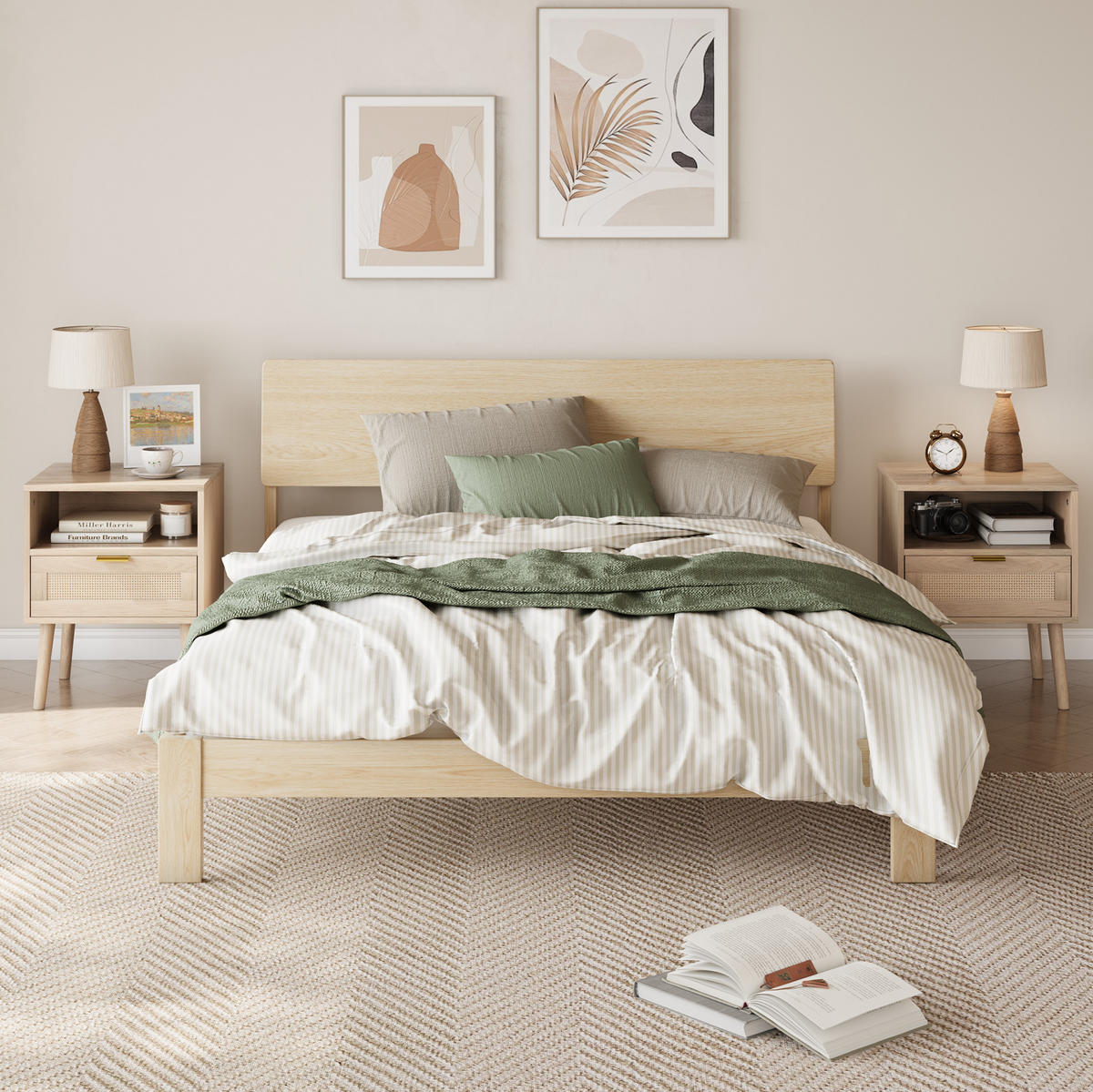 NACHTTISCH 45/40/55 cm mit Schublade & offenem Fach in Eichenoptik - Braun, Holzwerkstoff (40/55/45cm) - BEAOK