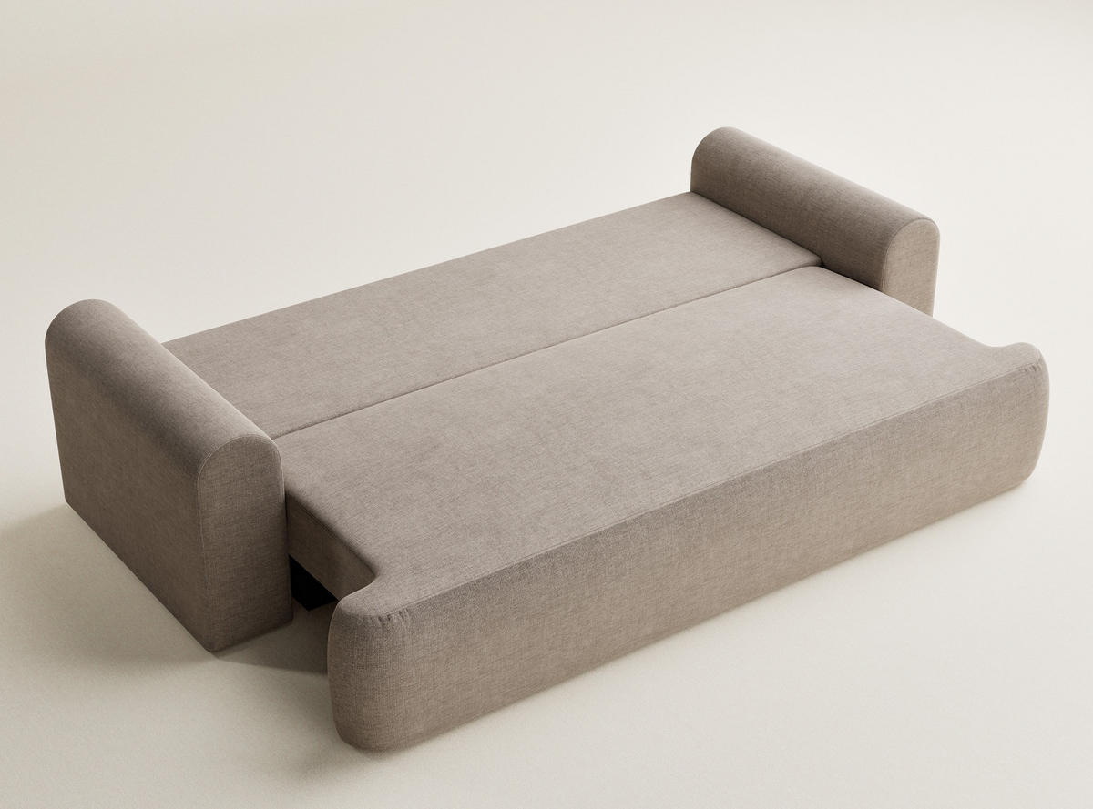 SOFA MIT SCHLAFFUNKTION Toluca Grau braun Chenille-Stoff - Graubraun/Schwarz, Holz/Holzwerkstoff (247/69/104cm) - Maison de Reve